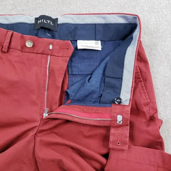 HILTL Pants Mens 36x32 (Fits 34x32) Red‎ Parma Contemporary Fit Stretch Chino